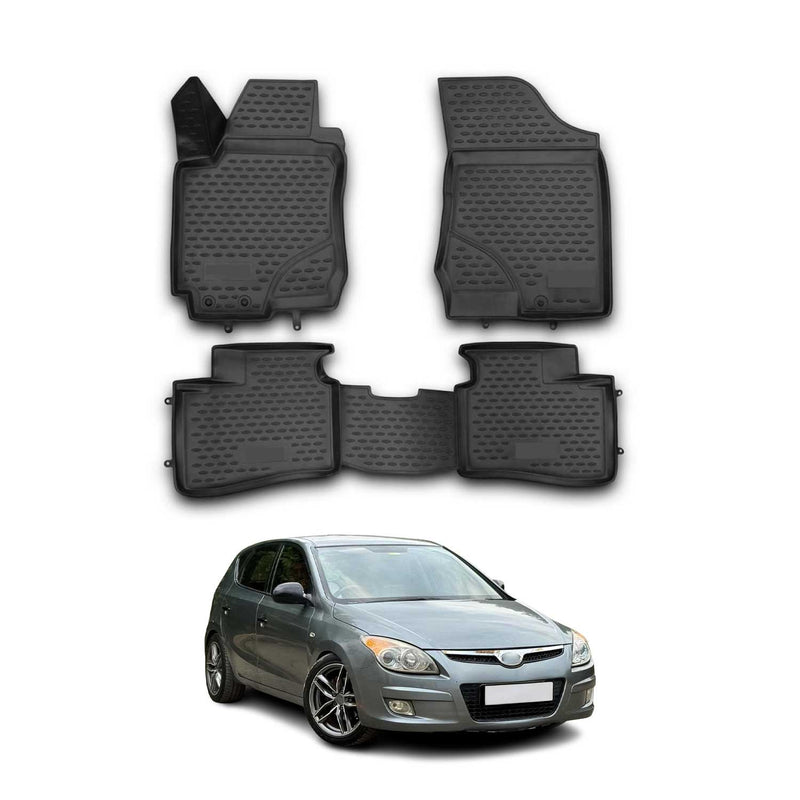 Tappetini Hyundai i30 2007-2012 in TPE nero, 4 pezzi