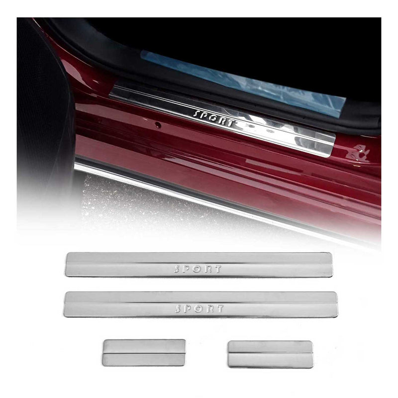 Soglie porte per Ford Ka+ 2015-2025 in acciaio inox argento 4 pezzi