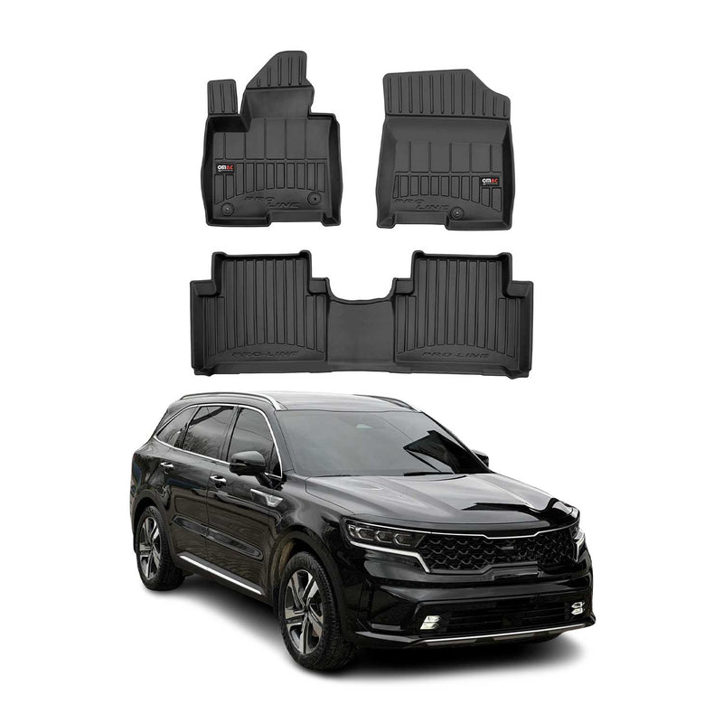 Tappetini Kia Sorento 2020-2025 in TPE nero, 3 pezzi