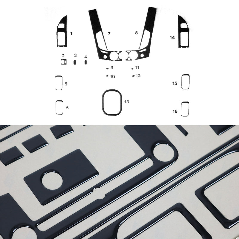 Decorazione interna abitacolo per Mitsubishi L200 2007-2014 look Piano Black 16 pezzi