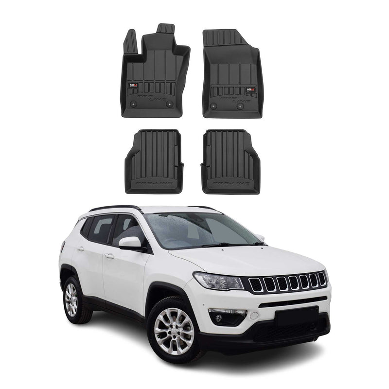Tappetini Jeep Compass 2017-2025 in TPE nero, 4 pezzi