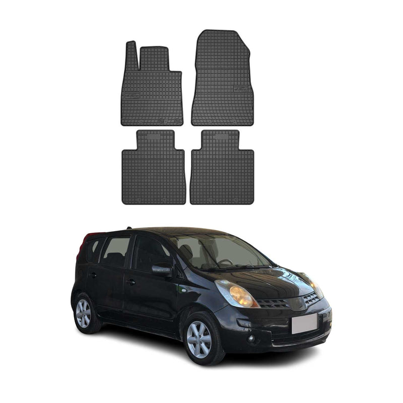 Tappetini in gomma neri per Nissan Note 2012-2016, 4 pezzi
