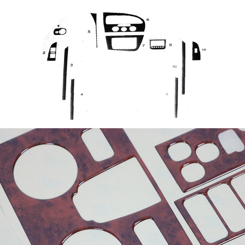 Decorazione interna abitacolo per Seat Leon 2005-2012 effetto radica Manuel, 11 pezzi
