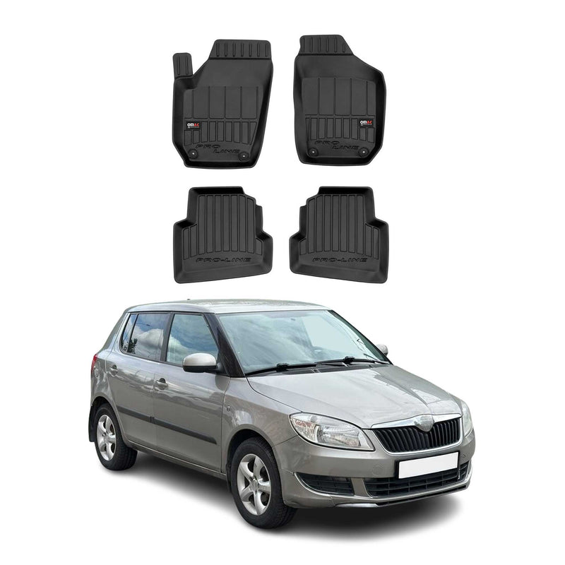 Tappetini Skoda Fabia 2006-2014 in TPE nero, 4 pezzi