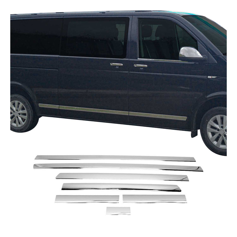 Protezione per porta laterale con striscia per VW Transporter T5 2003-2015 porta singola L2 cromata