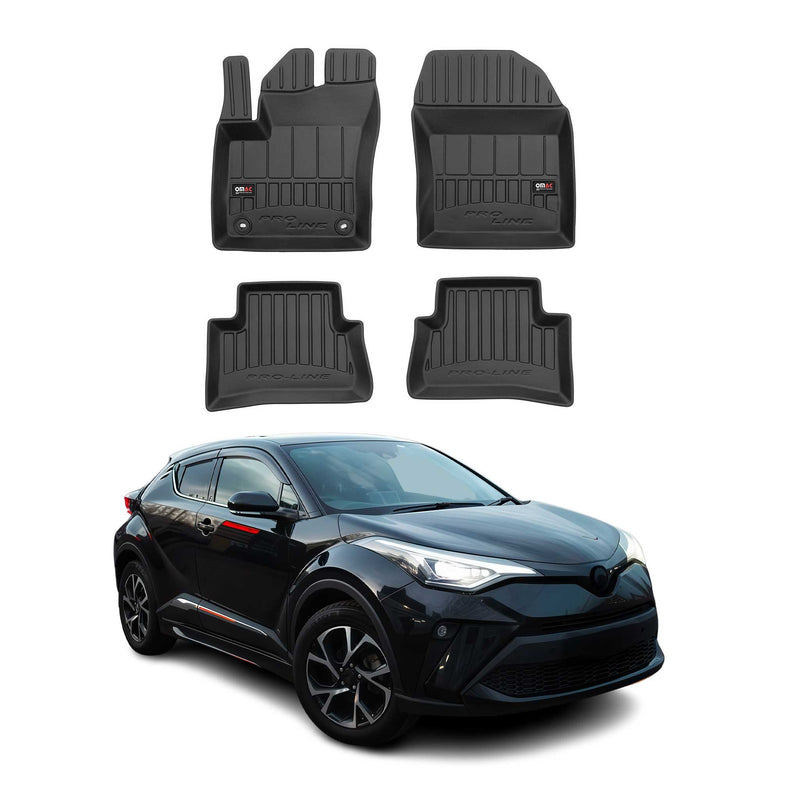 Tappetini Toyota C-HR 2016-2024 in TPE nero, 4 pezzi