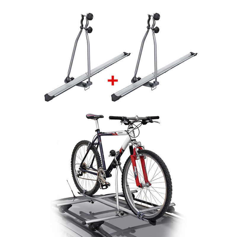 2x Portabici Menabo Huggy fino a 15 kg Portabici da tetto in acciaio ABE