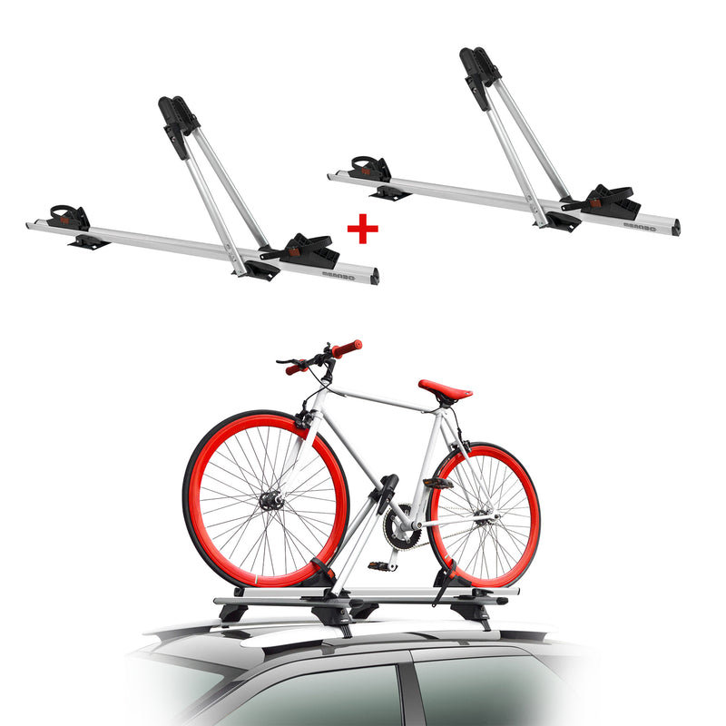 2x portabici Menabo Juza per bici fino a 15 kg portabici da tetto in alluminio ABE