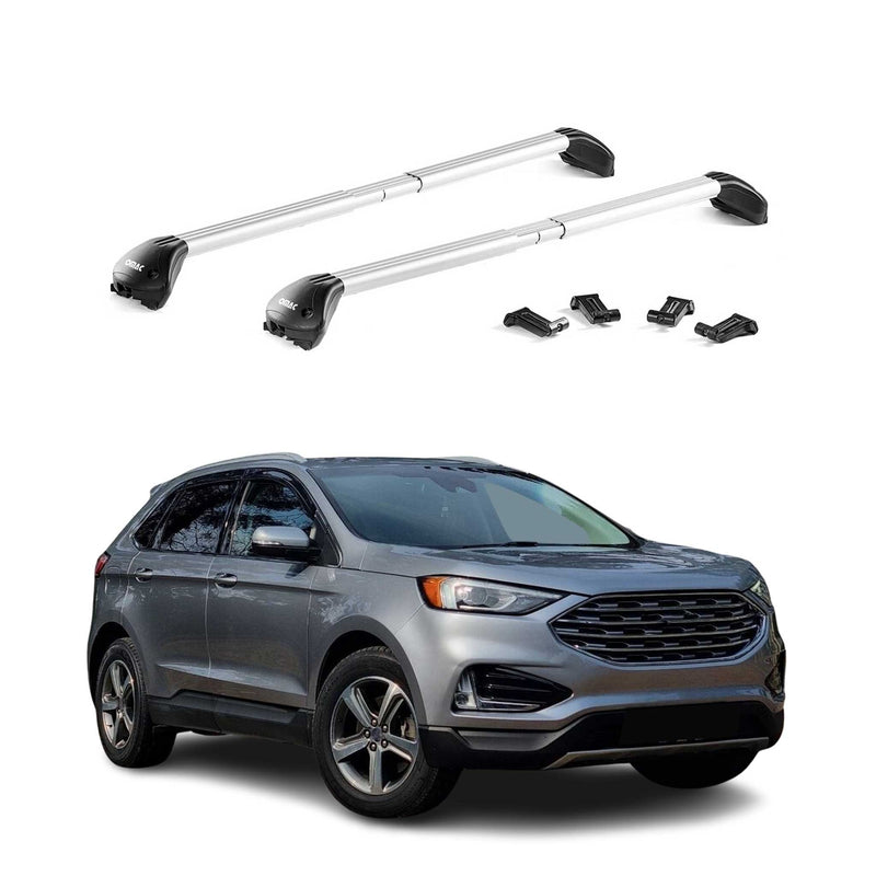 Base portapacchi per Ford Edge 2016-2022 alluminio argento 2 pezzi ABE