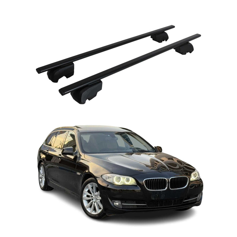 Portapacchi da tetto per BMW Serie 5 F11 Touring 2010-2017 ABE Alu Nero 2x