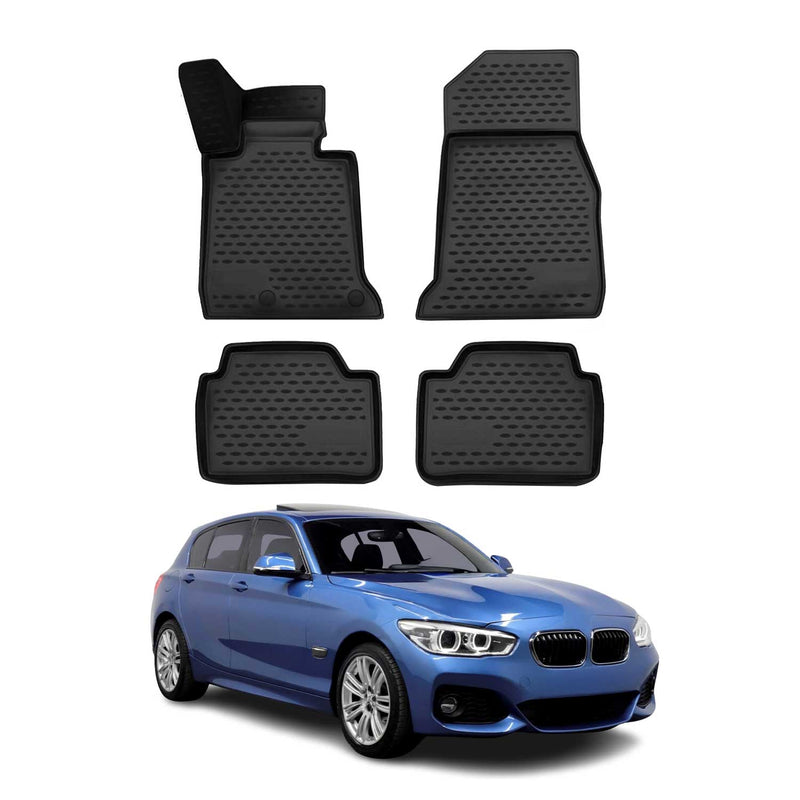 Tappetini in TPE neri per BMW Serie 1 F20 2011-2019, 4 pezzi