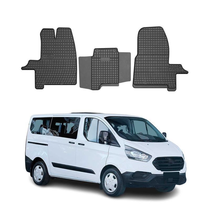 Tappetini personalizzati Ford 2012-2024 in gomma nera, 3 pezzi
