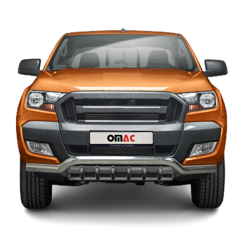 Barra di protezione anteriore per Ford Ranger 2016-2025 con ABE in acciaio argento