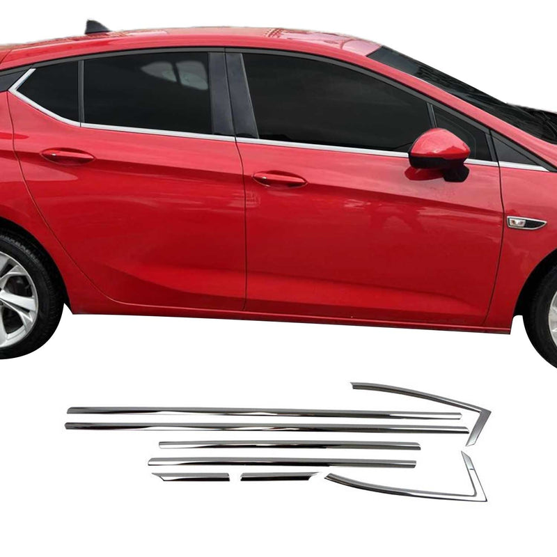 Listelli decorativi per finestrini per Opel Astra K 2015-2019 in acciaio inox cromato 8 pezzi