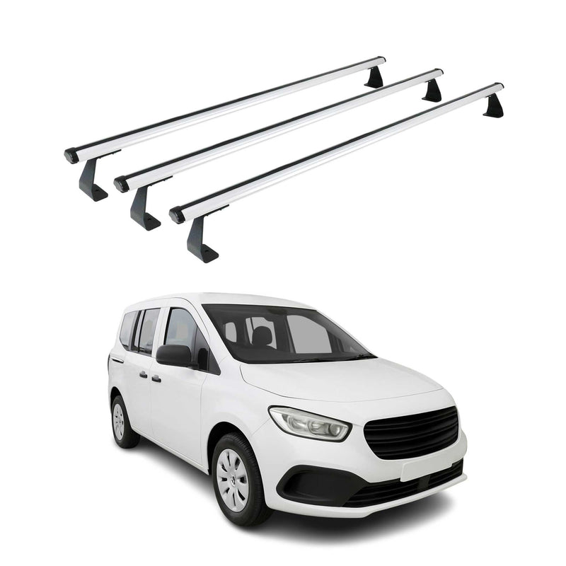 Portapacchi da tetto per Mercedes Citan 2021-2025 in alluminio argento, 3 pezzi