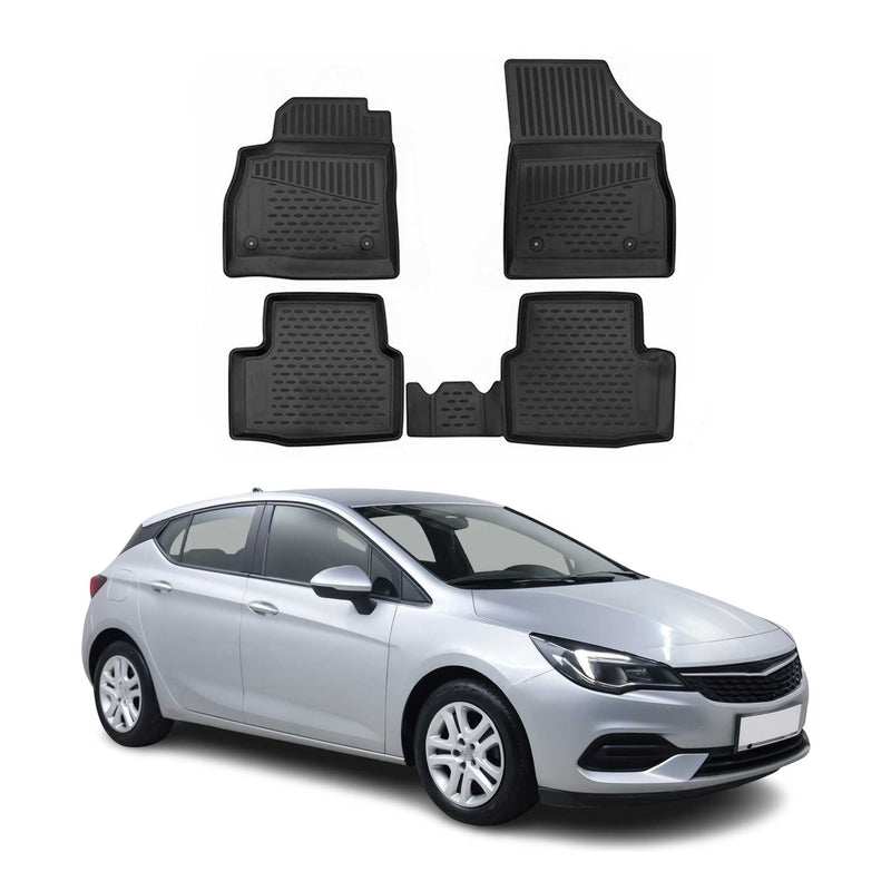 Tappetini Opel Astra K 2015-2021 in TPE nero, 4 pezzi