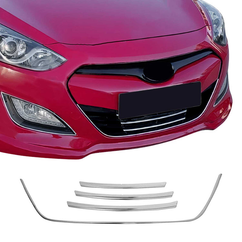 Kühlergrill Leisten Grillleisten für Hyundai i30 2012-2017 Edelstahl Silber 4tlg