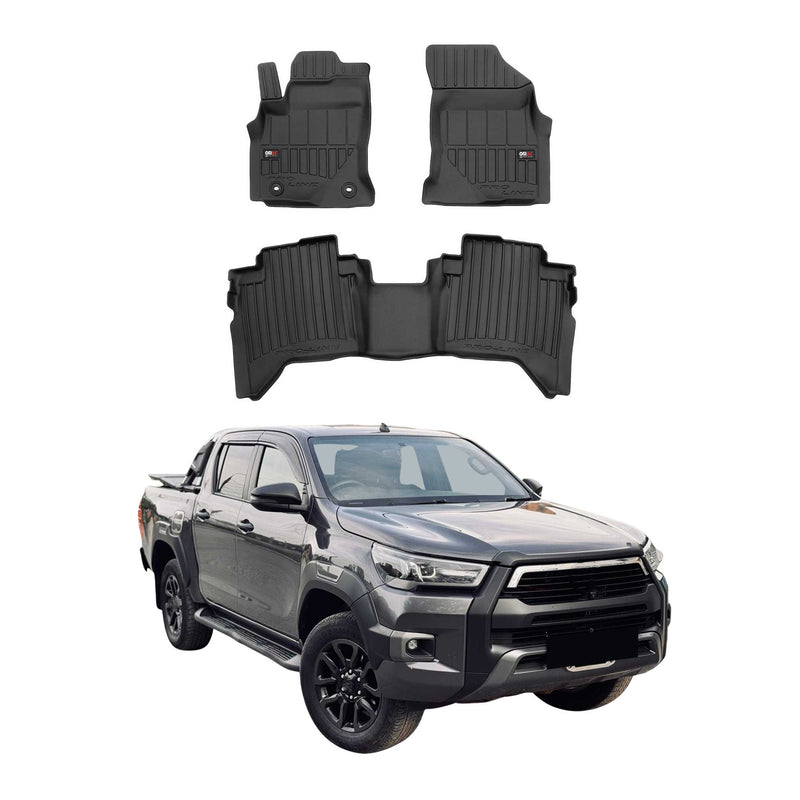 Tappetini Toyota Hilux 2015-2024 in TPE nero, 3 pezzi