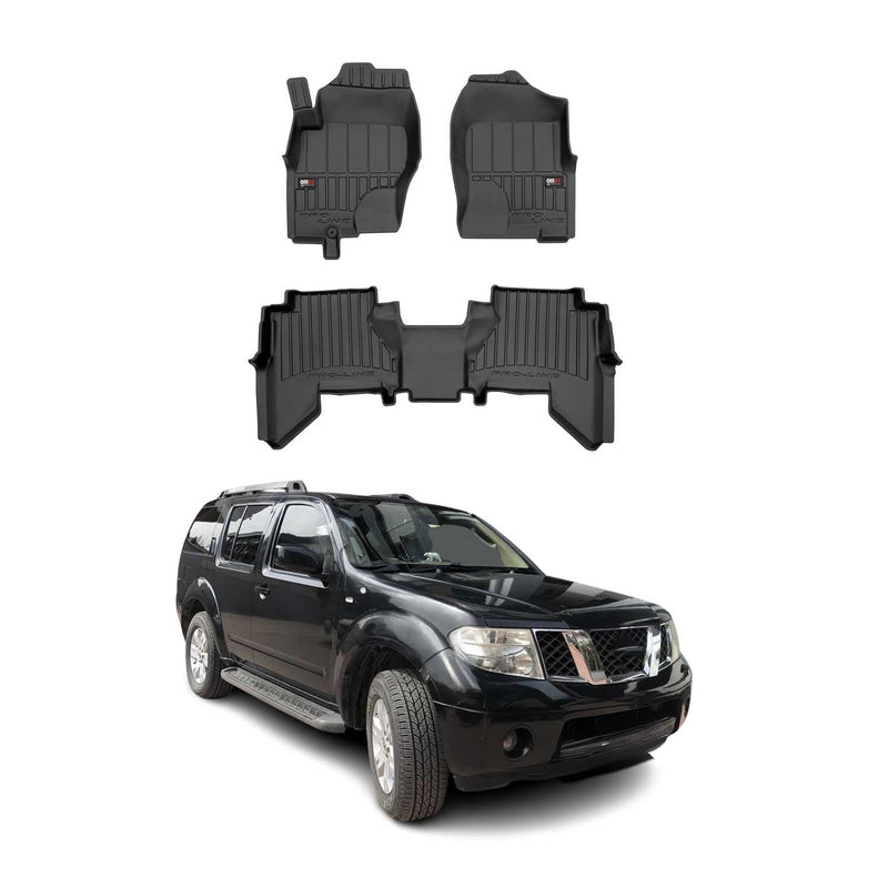 Tappetini Nissan Pathfinder 2005-2014 in TPE nero, 3 pezzi
