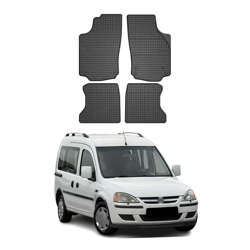 Tappetini in gomma neri per Opel Combo C 2001-2011, 4 pezzi.
