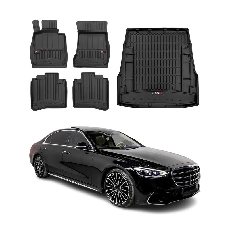 Set di tappetini e vaschetta per bagagliaio OMAC per Mercedes Classe S W222 2013-2020 in gomma