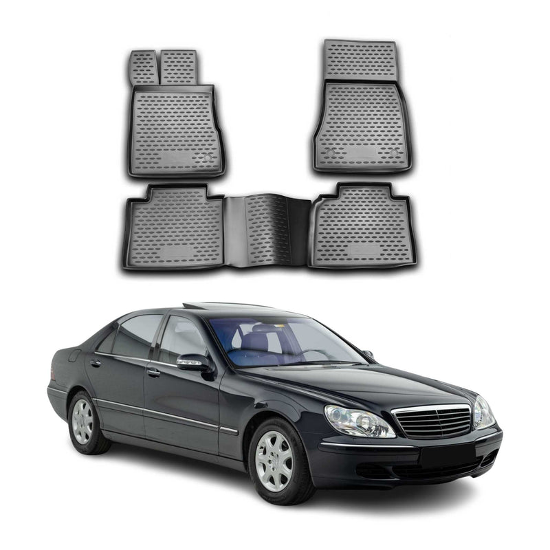 1998-2005 Mercedes S W220 Lang Fußmatten TPE Schwarz 4 tlg