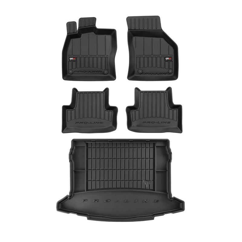OMAC Fußmatten & Kofferraumwanne Set für Skoda Karoq 2017-2025 Schwarz Gummi 5x