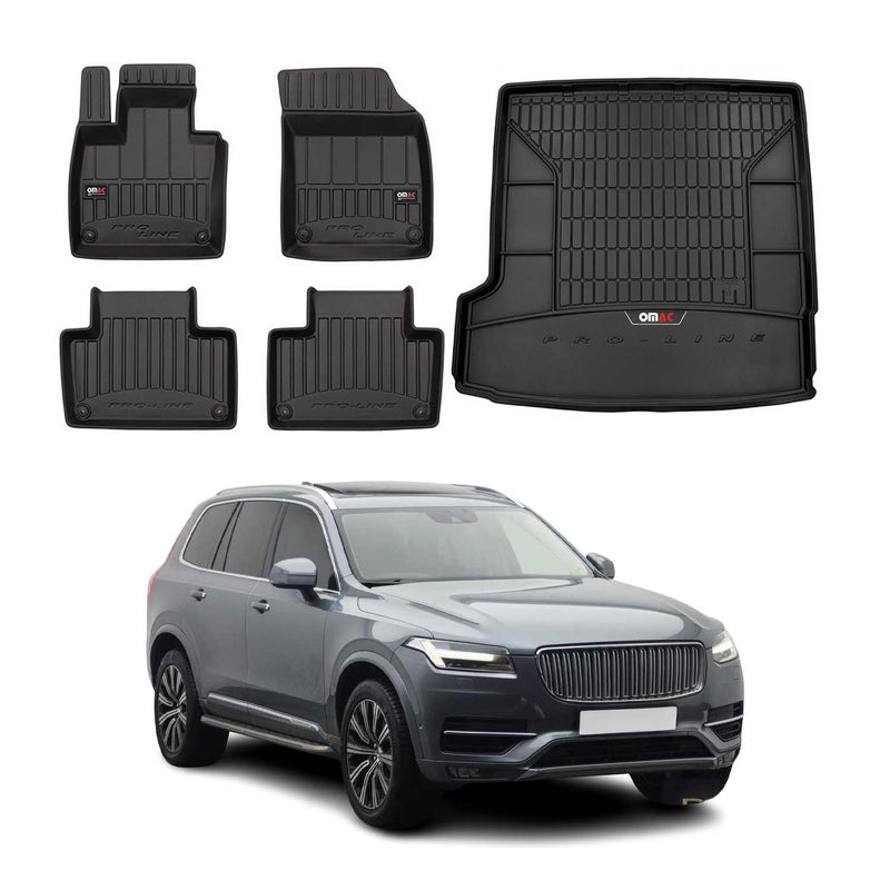 Set di tappetini e vaschetta per bagagliaio OMAC per Volvo XC90 2015-2019 con terza fila di gomma