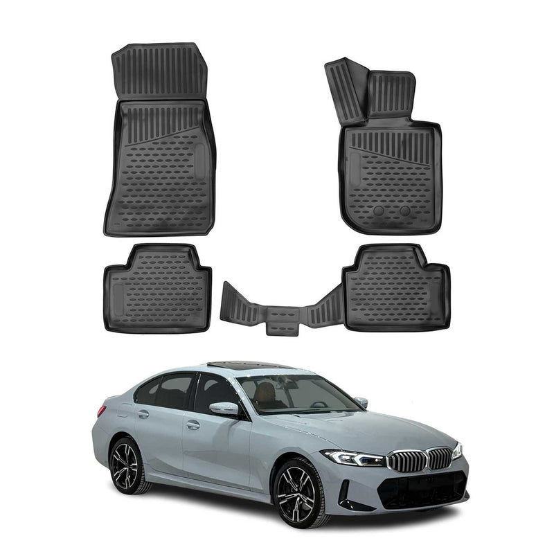 Tappetini in TPE neri per BMW Serie 3 Berlina Touring G20 G21 2019-2025, 4 pezzi