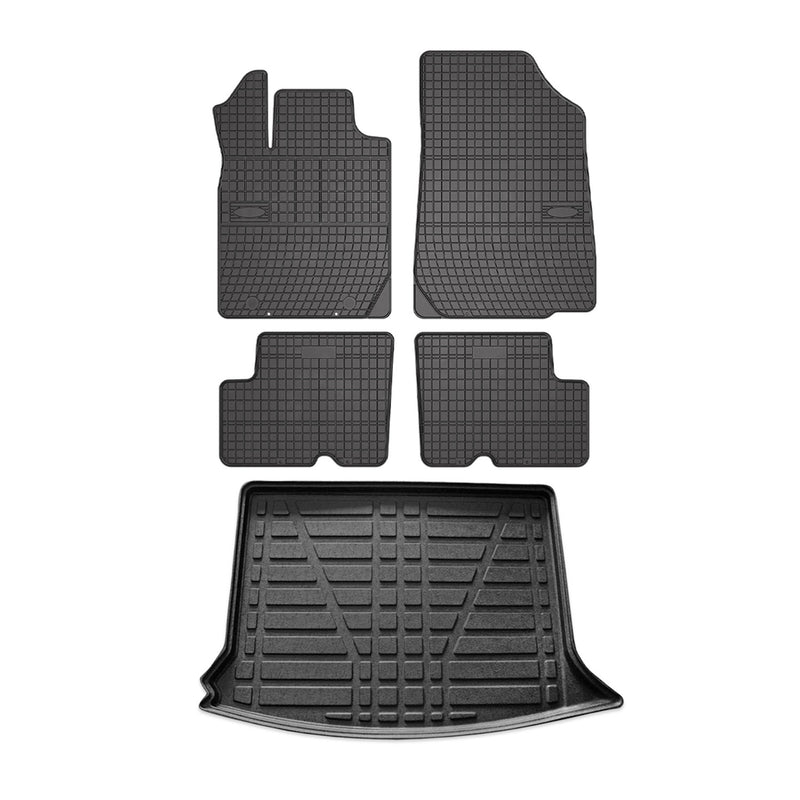 Set di tappetini e vaschetta per bagagliaio per Dacia Sandero 5 porte 2008-2012 5 porte in gomma