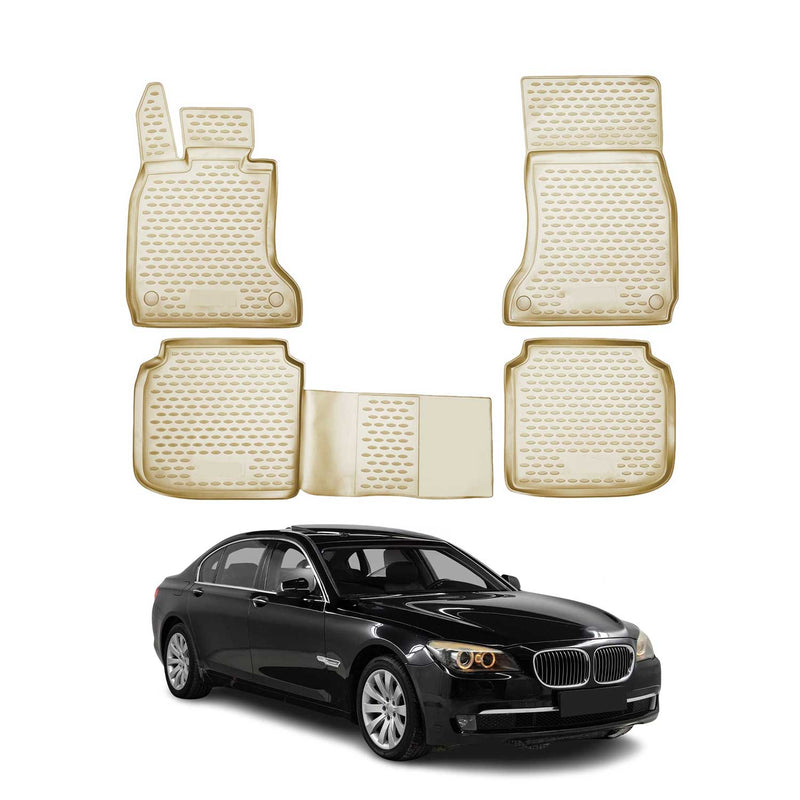 Tappetini in gomma OMAC per BMW Serie 7 F02 Long 2008-2015, beige, 4 pezzi