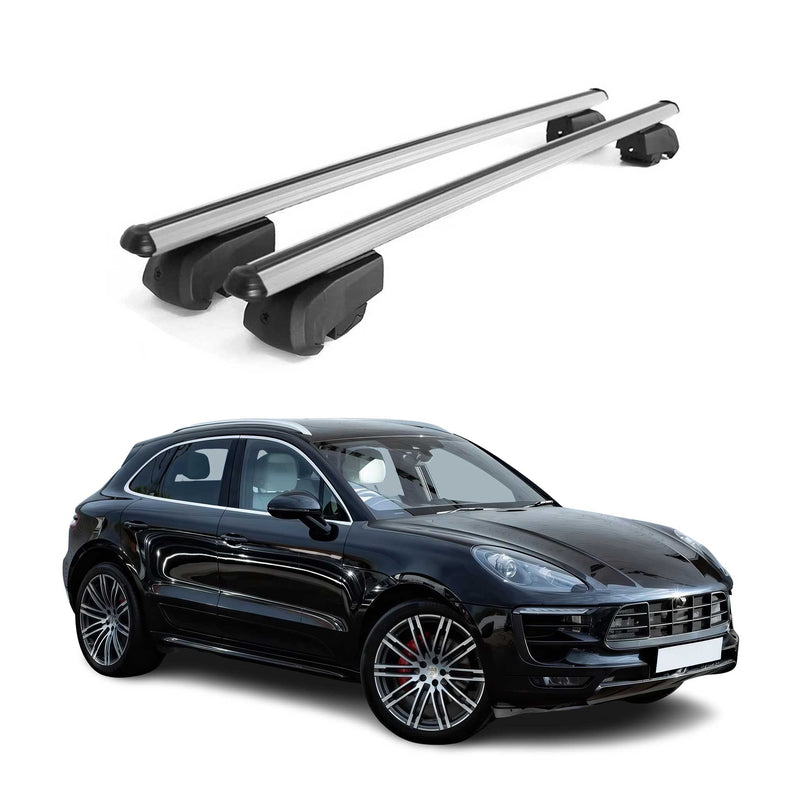 Portapacchi da tetto per Porsche Macan 2014-2023 grigio alluminio ABE 2x