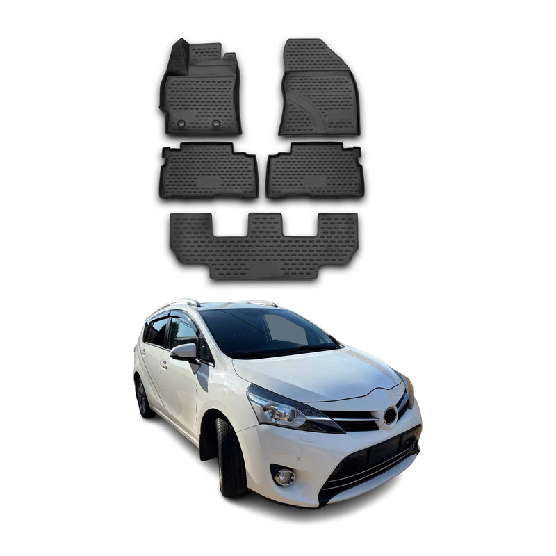 Tappetini Toyota Verso 2013-2018 in TPE nero, 5 pezzi