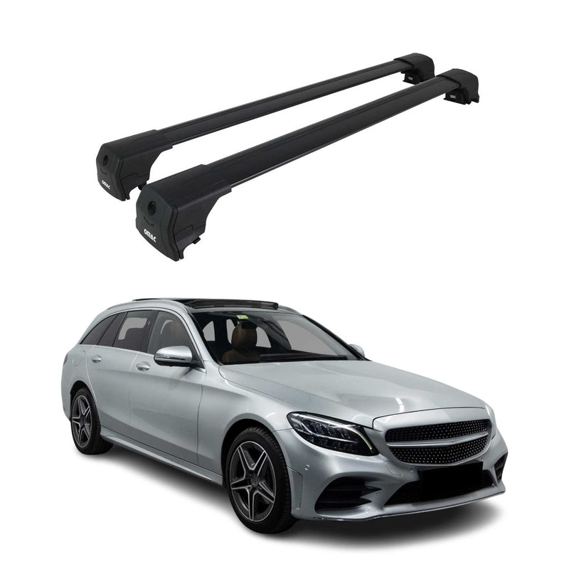 Portapacchi da tetto per Mercedes Classe C W205 2014-2021 ABE alluminio nero
