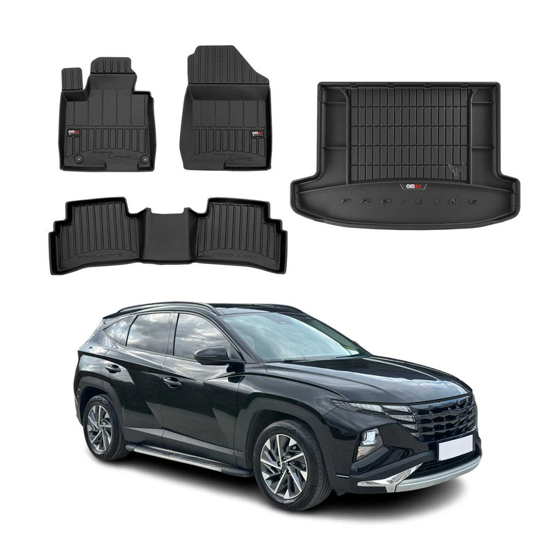 Set di tappetini e vaschette per bagagliaio OMAC per Hyundai Tucson 2020-2025 in gomma TPE 5 pezzi