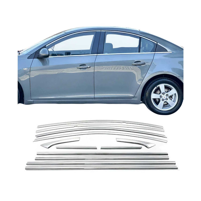 Strisce decorative per finestrini per Chevrolet Cruze 2009-2016 in acciaio inox cromato, 12 pezzi