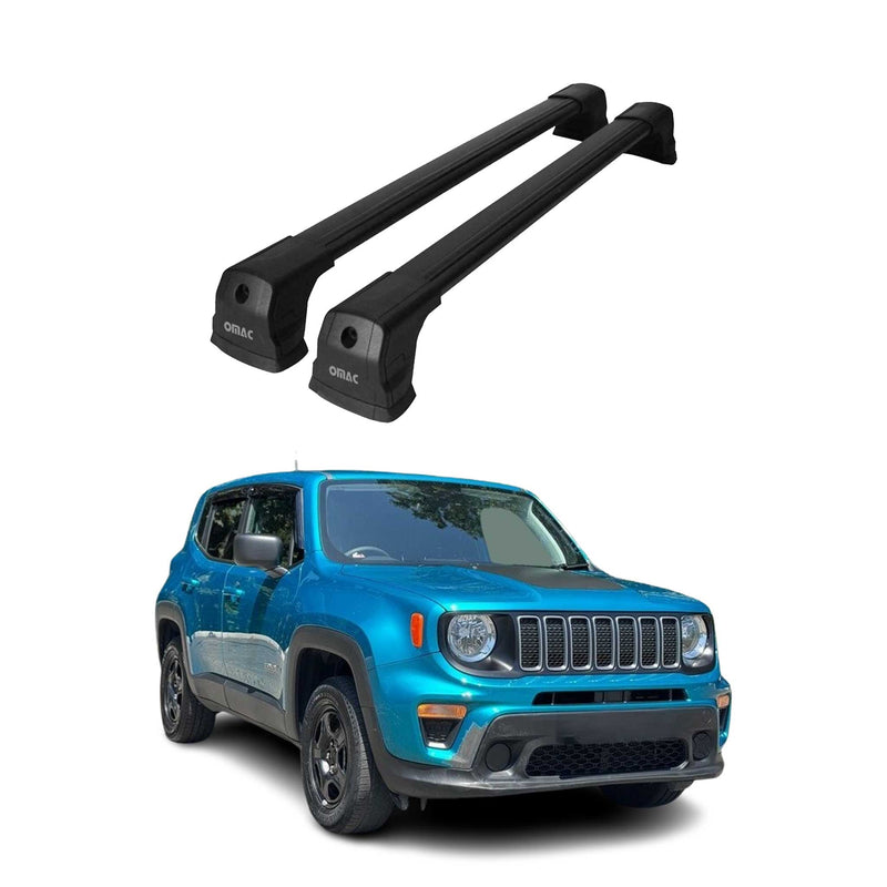 Portapacchi da tetto per Jeep Renegade 2014-2024 alluminio nero 2 pezzi