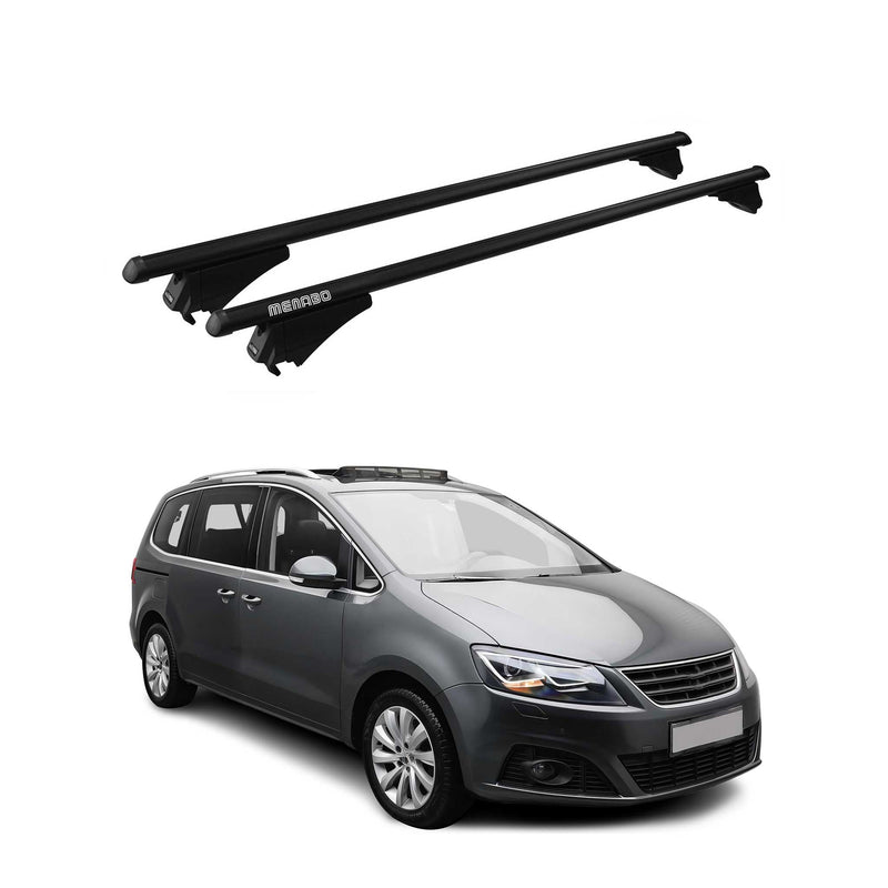 Menabo Dachträger Grundtäger für Seat Alhambra mk2 2010-2020 75kg Alu Schwarz 2x