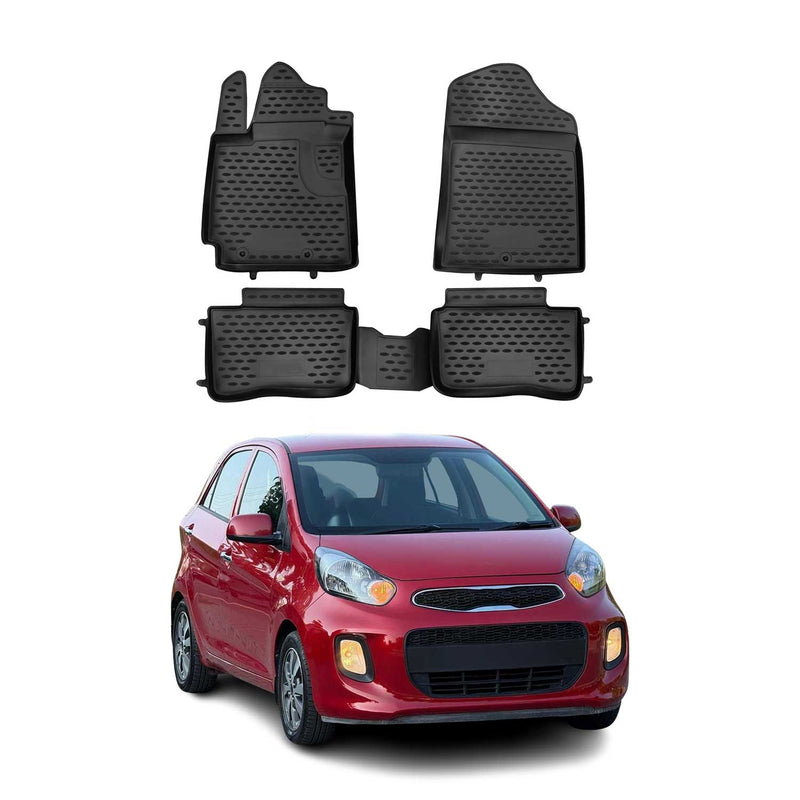 Tappetini Kia Picanto 2011-2017 in TPE nero, 4 pezzi