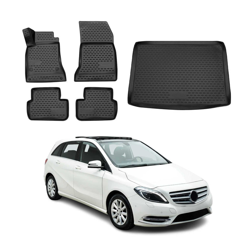 Set di tappetini e vaschetta per bagagliaio per Mercedes Classe B W242 W246 2011-2019 TPE