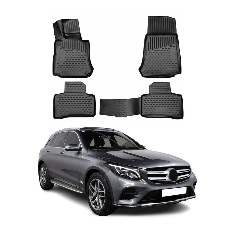 Tappetini Mercedes GLC X253 C253 2015-2022 in TPE nero, 4 pezzi