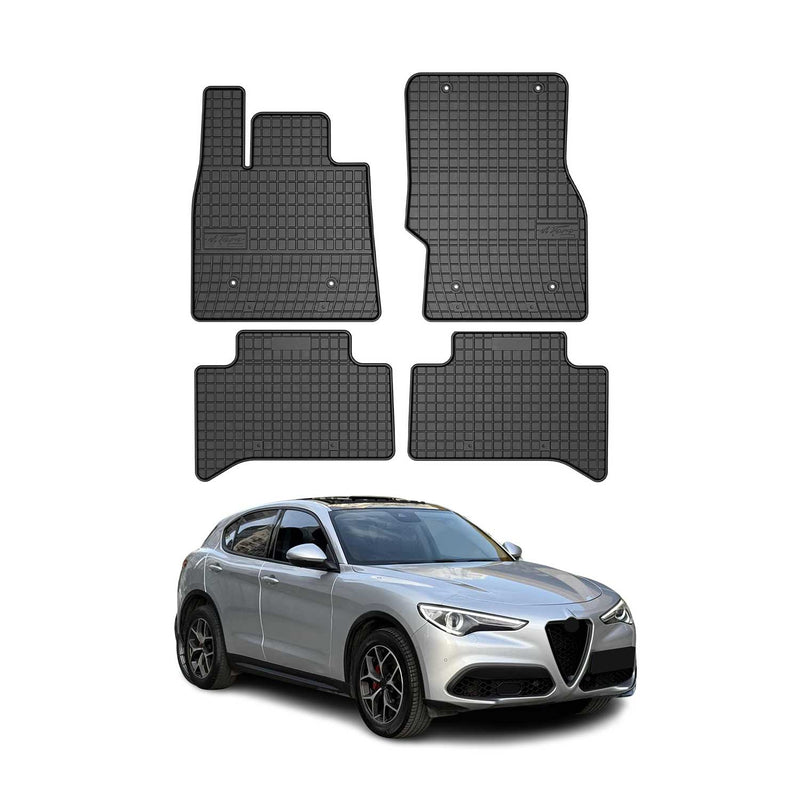 Tappetini in gomma neri per Alfa Romeo Stelvio 2016-2025, 4 pezzi