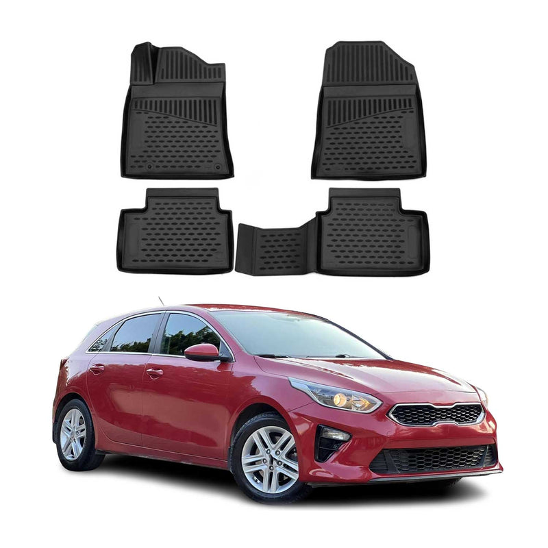 Tappetini Kia Ceed 2018-2021 in TPE nero, 4 pezzi