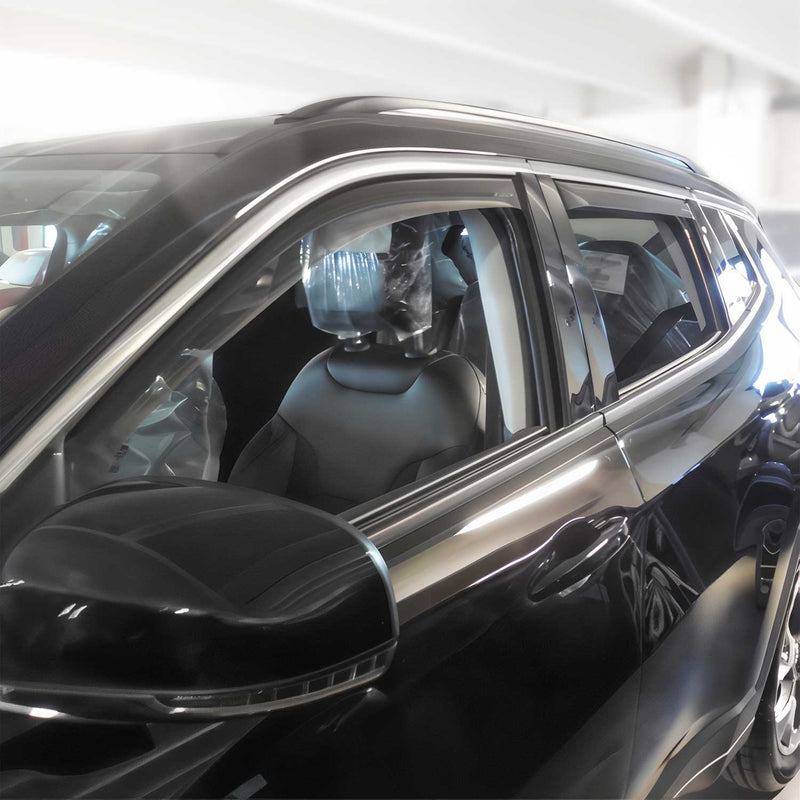 Deflettore antivento e antipioggia per Jeep Compass 2017-2025 in acrilico scuro, 4 pezzi