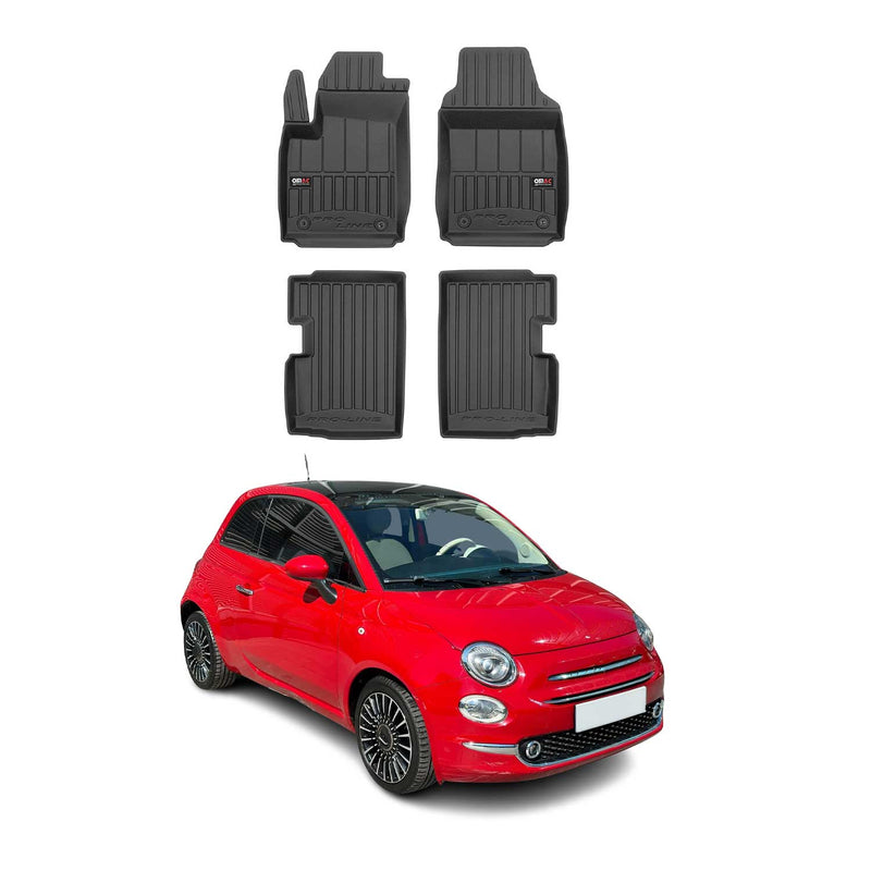 Tappetini Fiat 500 500C 2007-2025 TPE Nero 4 pezzi