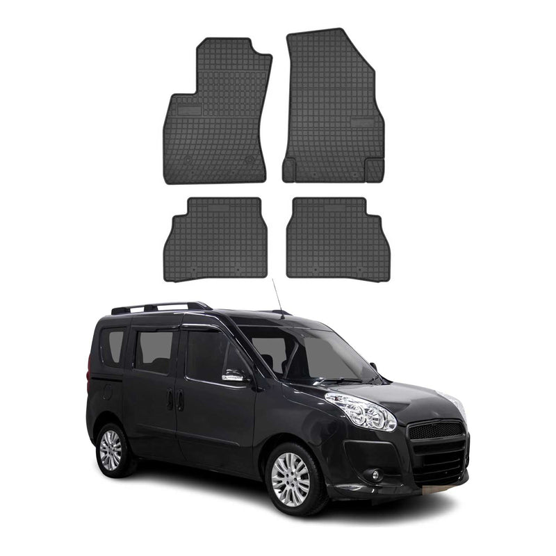 Tappetini in gomma neri per Fiat Doblo 2010-2020, 4 pezzi