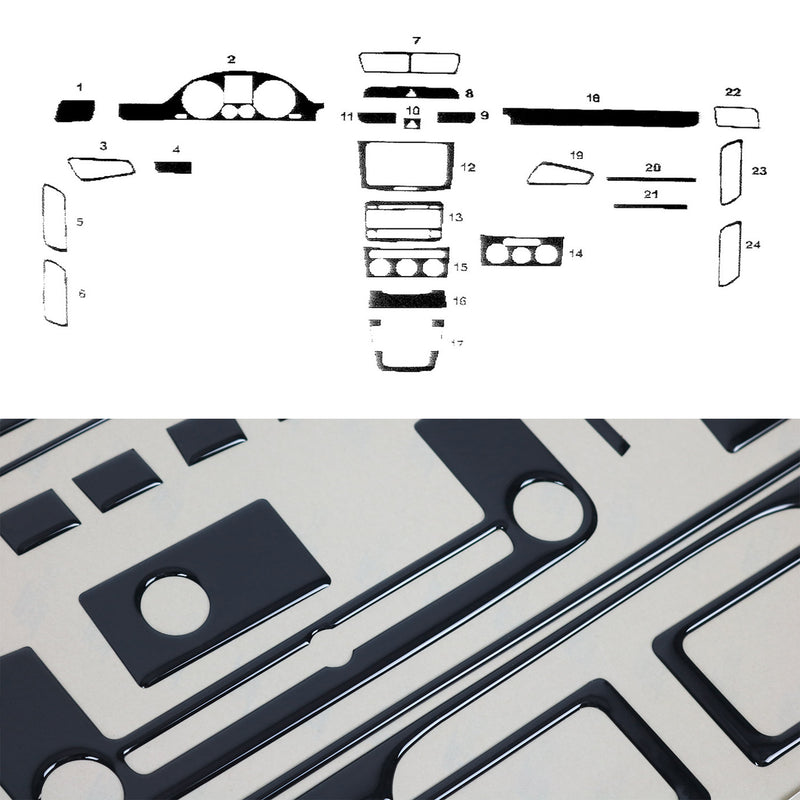 Decorazione interna abitacolo per VW Passat B6 2005-2010 look Piano Black 21 pezzi