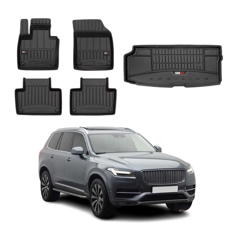 Set di tappetini e vaschetta per bagagliaio OMAC per Volvo XC90 2015-2019, terza fila, in gomma