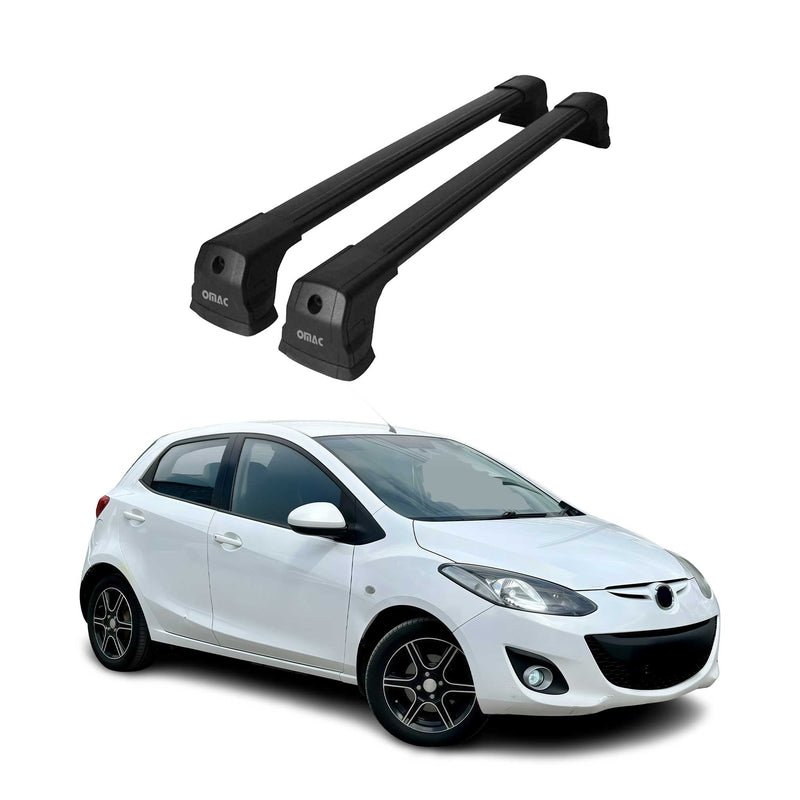 Dachträger Gepäckträger für Mazda 2 2007-2015 Grundträger Aluminium Schwarz 2x