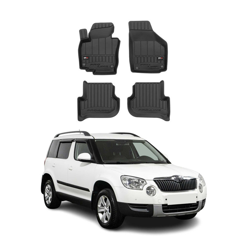 Tappetini Skoda Yeti 2009-2017 in TPE nero, 4 pezzi